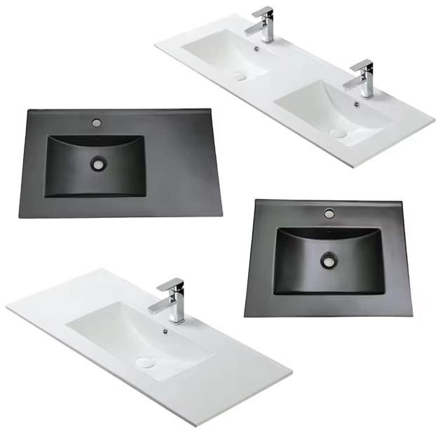 ceramic integrated sink with matte black color