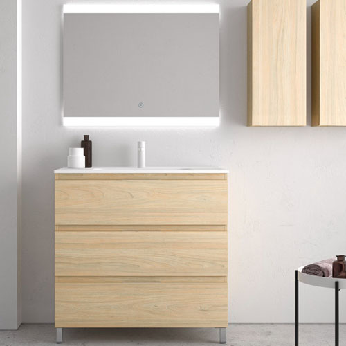 Rustic Wood Bathroom Cabinet with Ceramic Sinks VT-C-006