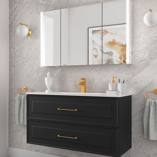 Black Color Hotel Bathroom Vanity with Ceramic Basin VT-C-014