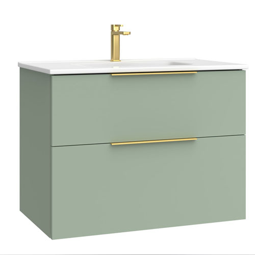 Light Green Color Bathroom Vanity Storage Wash Cabinet With Ceramic Basin VT-C-029