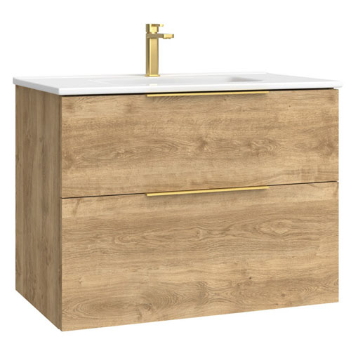 Integral Sink Bathroom Wash Basin Wood Grain Color Cabinet for Euro VT-C-030