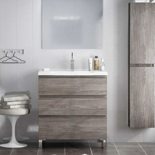 Freestanding Wooden Color Vanity Bathroom Cabinet With Ceramic Integral Sink VT-C-041 