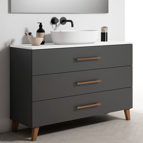 Solid Wood Freestanding Bathroom furniture with Stone Countertop and Ceramic Sink VT-C-043 