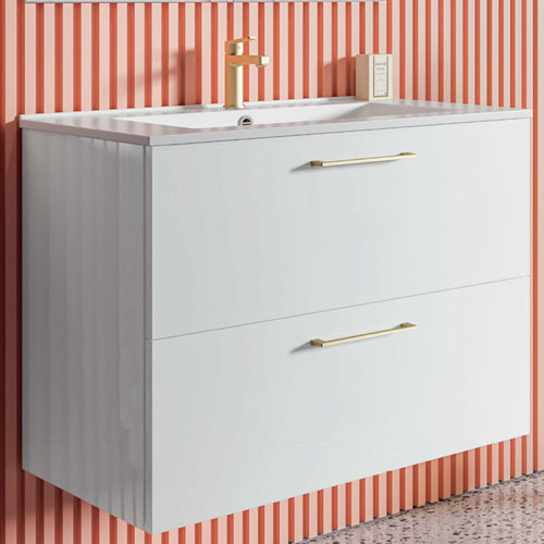 Modern Bathroom Wall Cabinet with Ceramic Integrated Sink VT-C-050