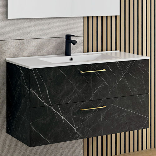 Luxurious Modern Design Bathroom Cabinet MDF Furniture with Lavatory on Top VT-C-051