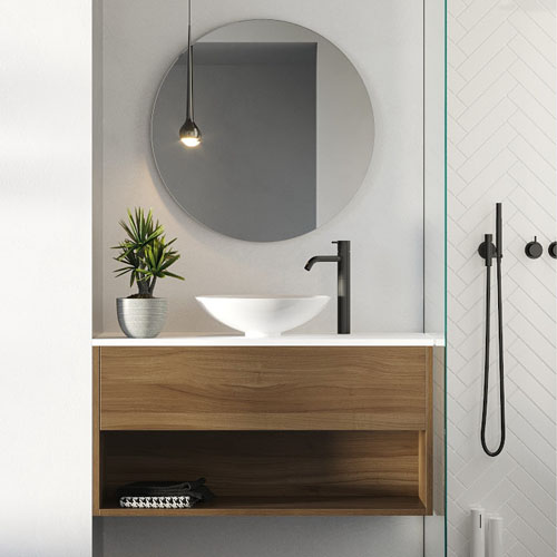 Modern Furniture MDF Bathroom Cabinet with LED Mirror Ceramic Basin for Hand Wash VT-C-061