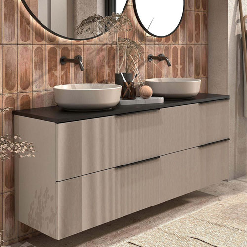 Simple Modern Wooden Wall Mounted Bathroom Furniture Vanity Cabinet with Ceramic Basin VT-C-078