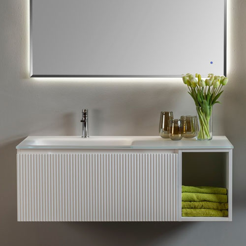 Australia Hot Selling Wall Mounted Mdf Veneer Bathroom Vanities Cabinets with groove Panel VT-C-081