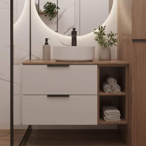 Modern Wall-Hung MDF Melamine Bathroom Vanity With Vessel Sink VT-C-086