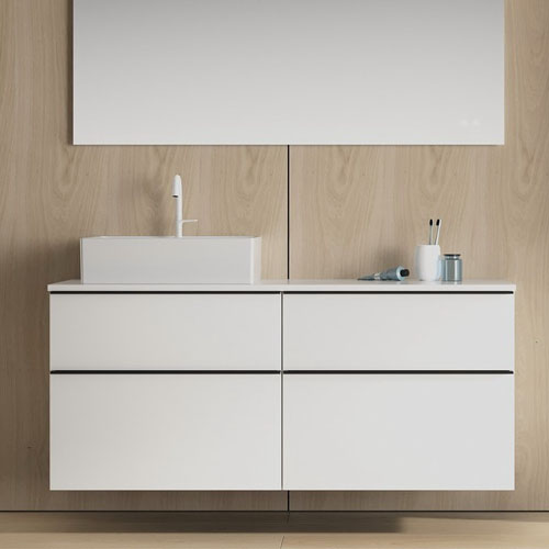 Modern Simple Design Matte Color Wall Mounted Bathroom Mirrored Vanity Cabinet With Sintered Stone Countertop VT-C-096 