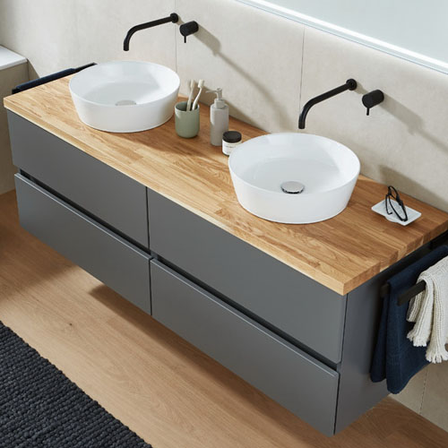 Hottest Design Cabinet Basin White Oak Butcher Block Countertop Bathroom Vanity VT-C-104 