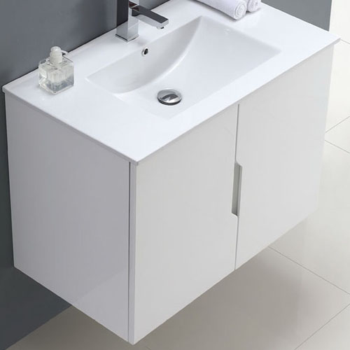 Wall Mounted Bathroom PVC Cabinet with Light Mirror Integral Basin VT-C-118 