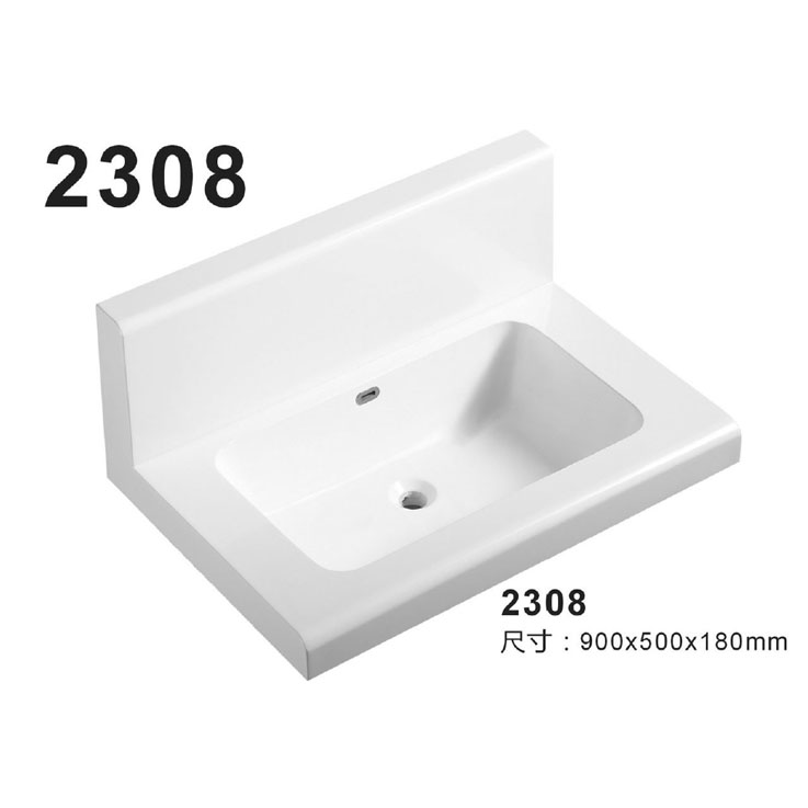 White Solid Surface Vanity Top With Backsplash