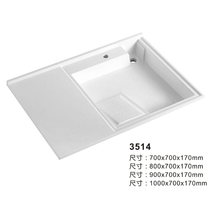 Acrylic Bathroom Artificial Stone Countertop Vanity Solid Surface Laundry Basin Sink 3514 