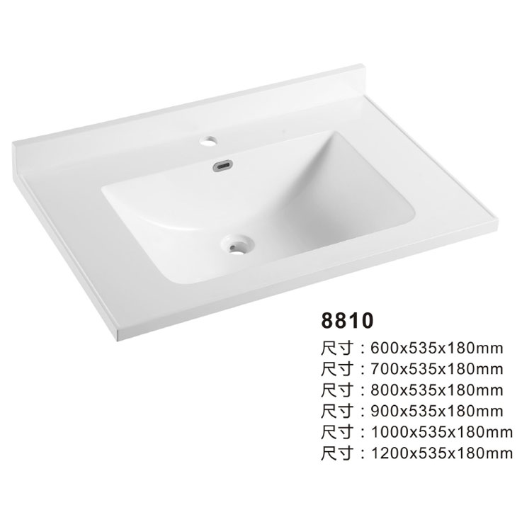Solid Surface Bathroom Sink with Backsplash 8810 