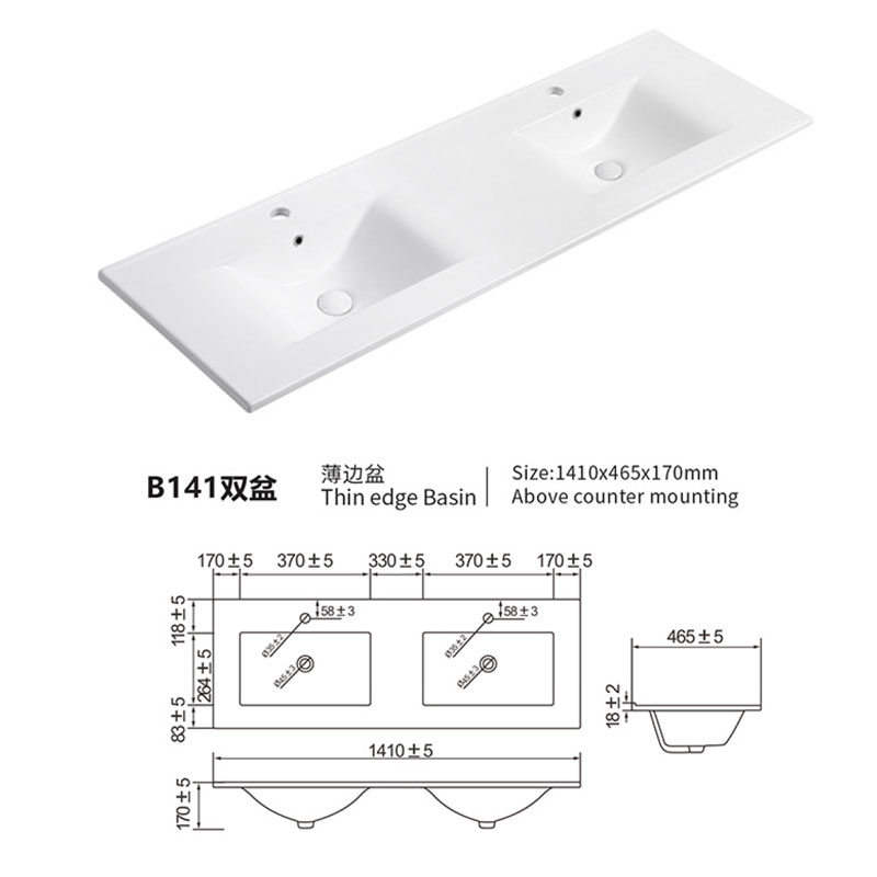 Double Bowl Ceramic Bathroom Cabinet Sinks 