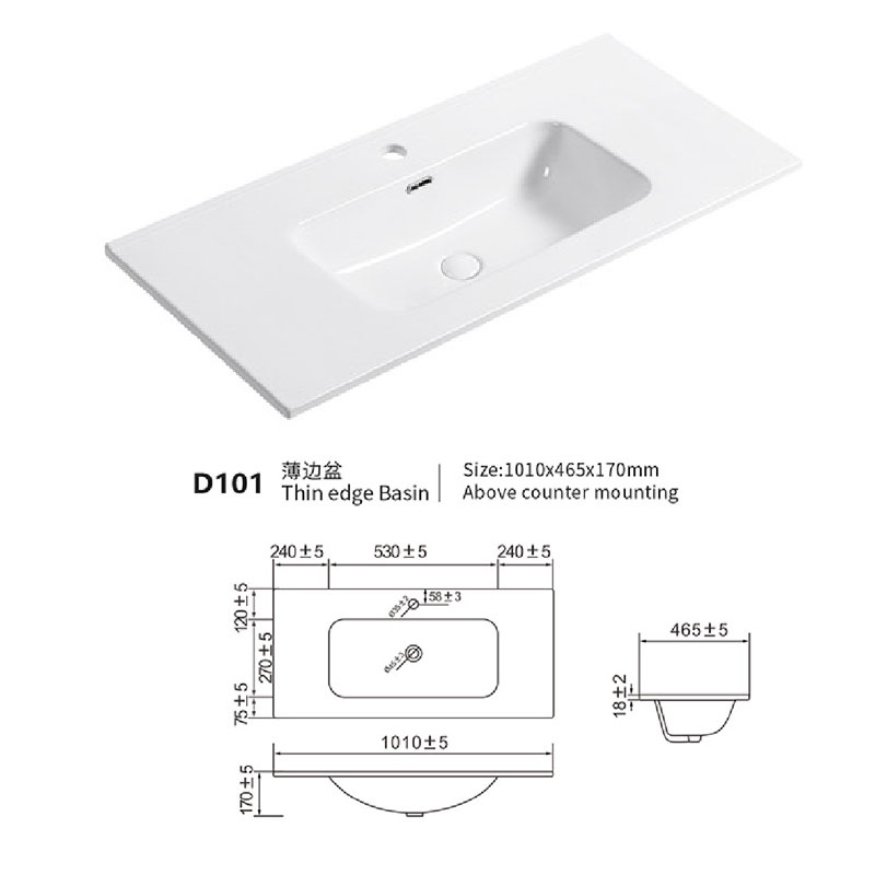 Integrated Ceramic Basin D100