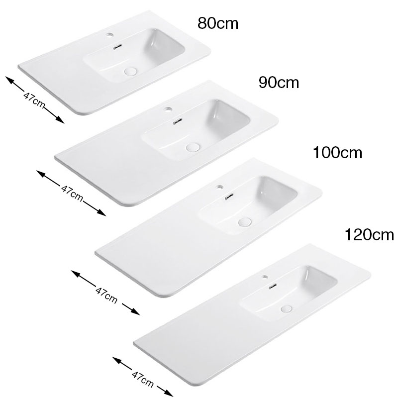 Ceramic Integrated Sink with Bowl On The Right 