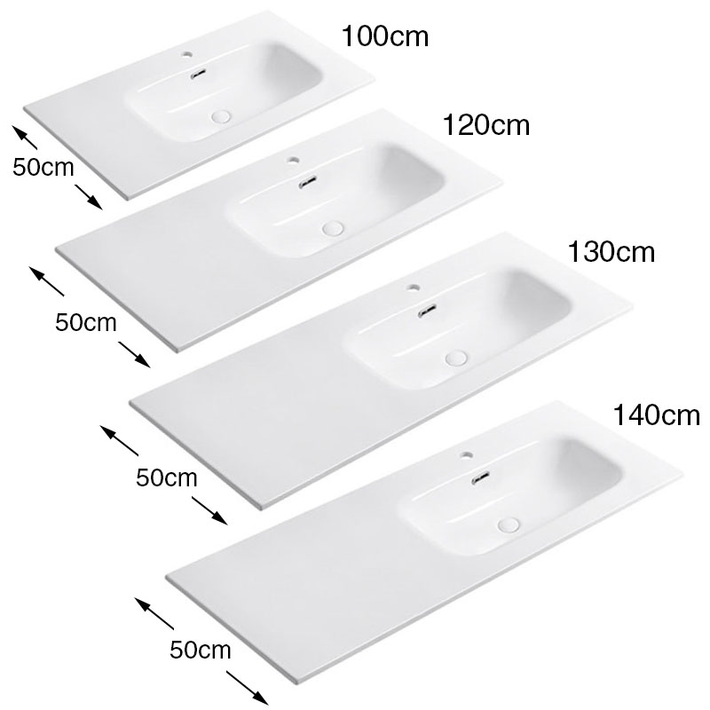 Sink on Right Side Integrated Vanity Tops 