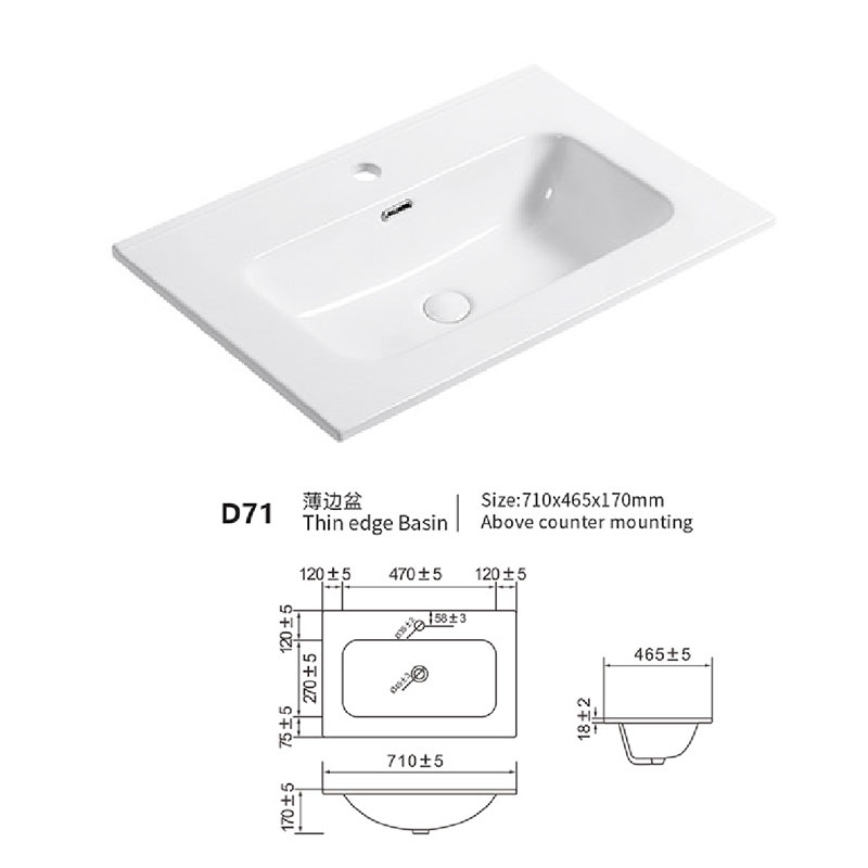 Integrated Ceramic Basin D70