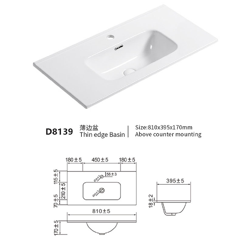 China Integrated Bathroom Sinks Depth 81x39cm