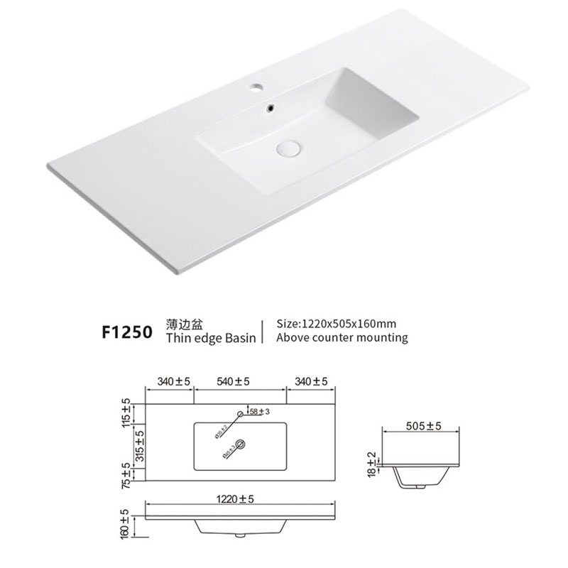Ceramic Integral Sink Vanity Top 