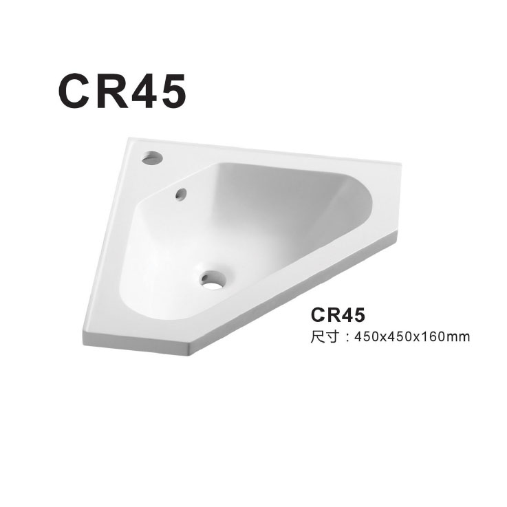 Acrylic Solid Surface Bathroom Corner Wash Basin 